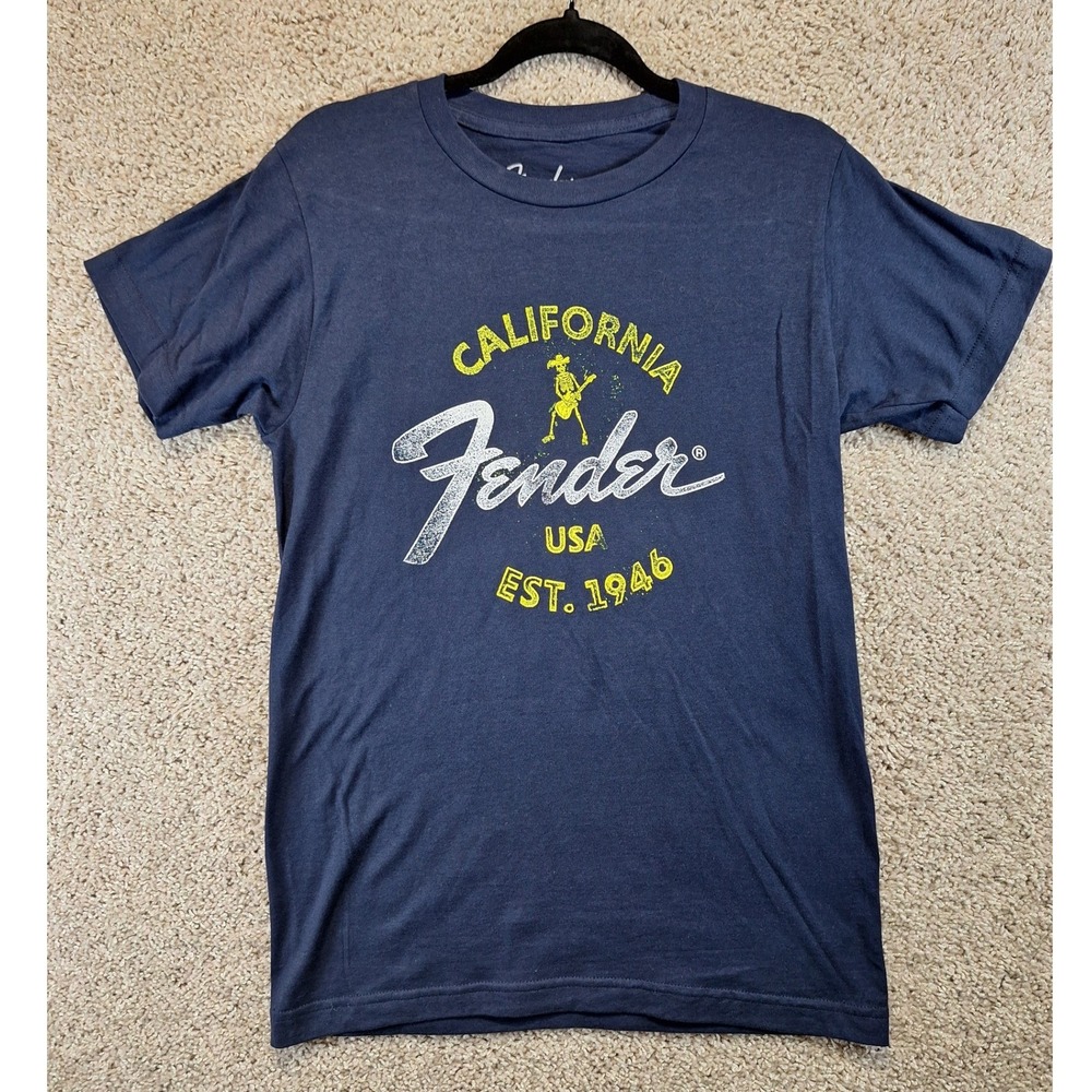 Fender T-Shirt Small Navy Blue California USA Est 1946 Graphic Tee Rock Music